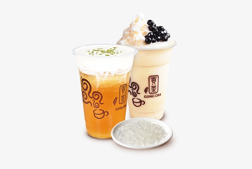 Bubble Tea With Different Kinds Of Topping - Gong Cha Milk Foam Green Tea, transparent png