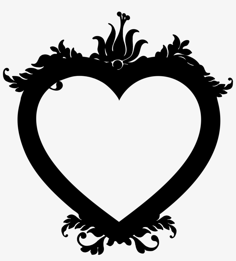 Floral Heart Design Silhouette Jpg Library - Heart Design Clipart, transparent png