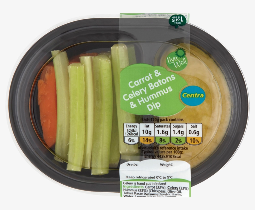 Centra Carrot & Celery Batons & Hummus Dip 120g - Hummus And Carrot Sticks Pack, transparent png