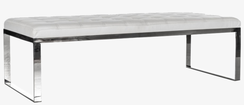 Skyline White Leather And Chrome Bench, transparent png