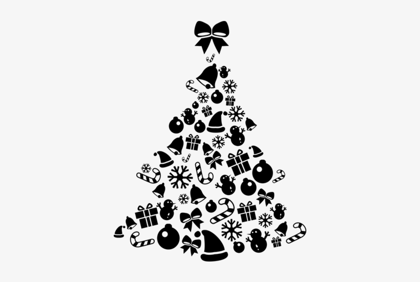 Vinilo Decorativo Árbol De Navidad Con Adornos Y Lazo - Arbol De Navidad Pdf, transparent png
