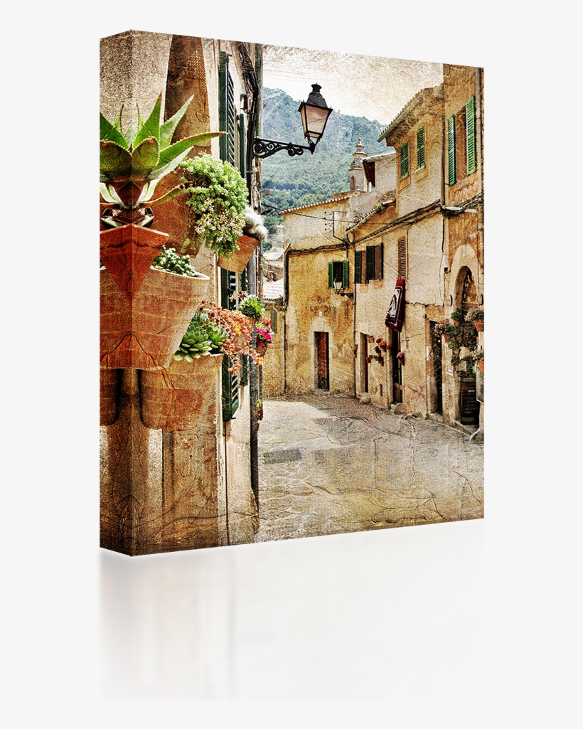 Vintage Greek Street - 4 Panel Wall Art Streets Of Old Mediterranean Towns, transparent png