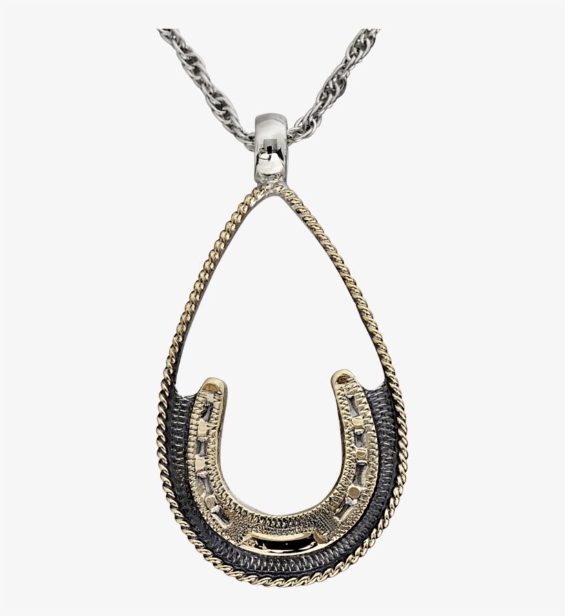 14k Gold Fill & Sterling Teardrop Horseshoe Necklace - Locket, transparent png