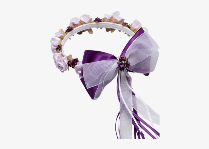 Purple Floral Crown Wreath Handmade With Silk Flowers, - Ribbon, transparent png