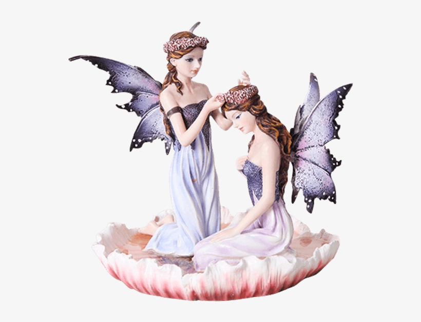 Flower Crown Fairy Sisters Statue - Beautiful Fairy Statues, transparent png