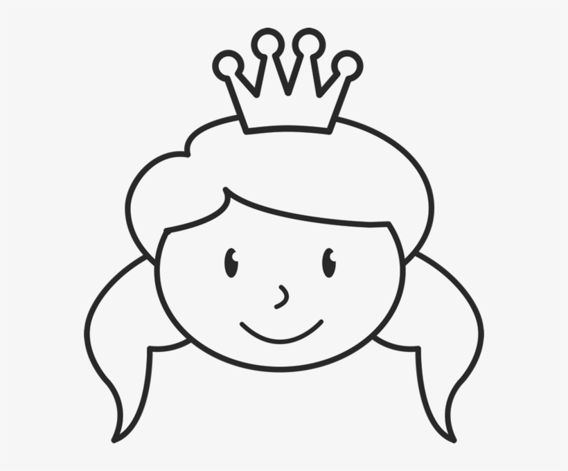 Girl Face With Crown And Pigtails Stamp - Stick Figure Girl Face, transparent png