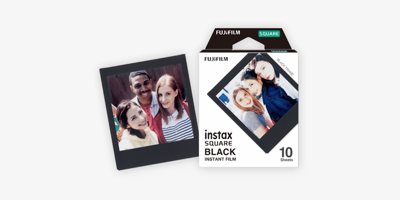Black Frame•10sheets X 1packs - Instax Square Black Film, transparent png