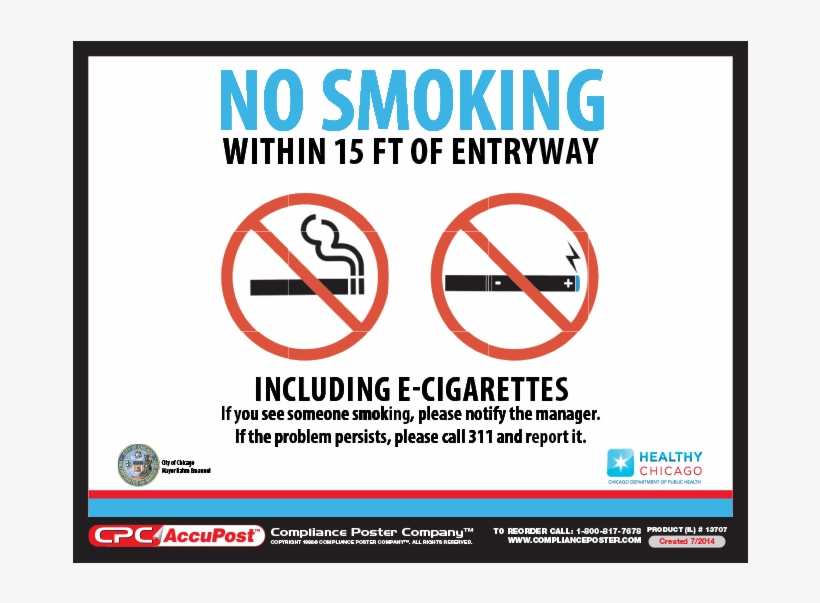 Chicago No Smoking Poster - No Smoking E Cigarettes City Of Chicago, transparent png