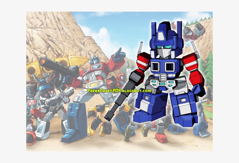 Download Sd Optimus Prime Papercraft Papercraft Model - Transformers Group Shot, transparent png
