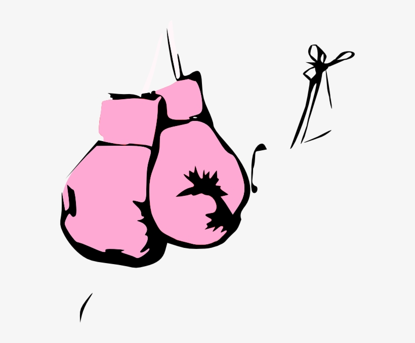 Pink Boxing Gloves Clip Art At Clker - Boxing Gloves Black And White, transparent png