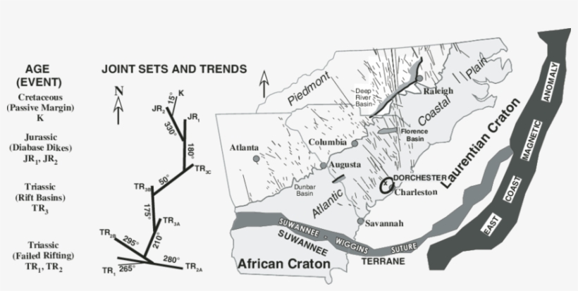Map Of Southeastern United States Showing Tectonic - Map, transparent png