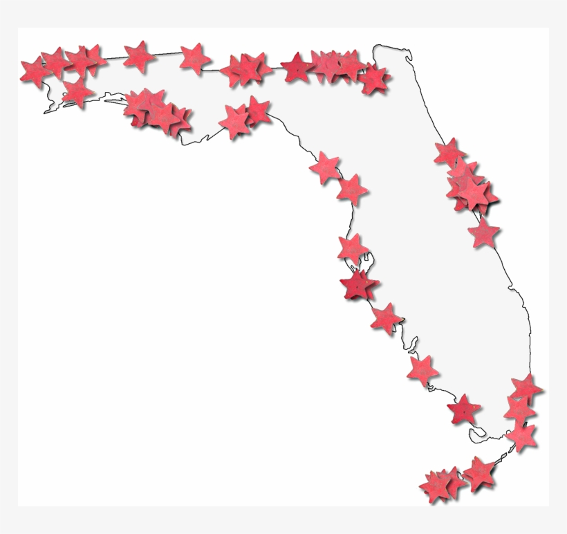 A Map Of Florida With A Thin Black Outline, Inner Drop - Florida, transparent png