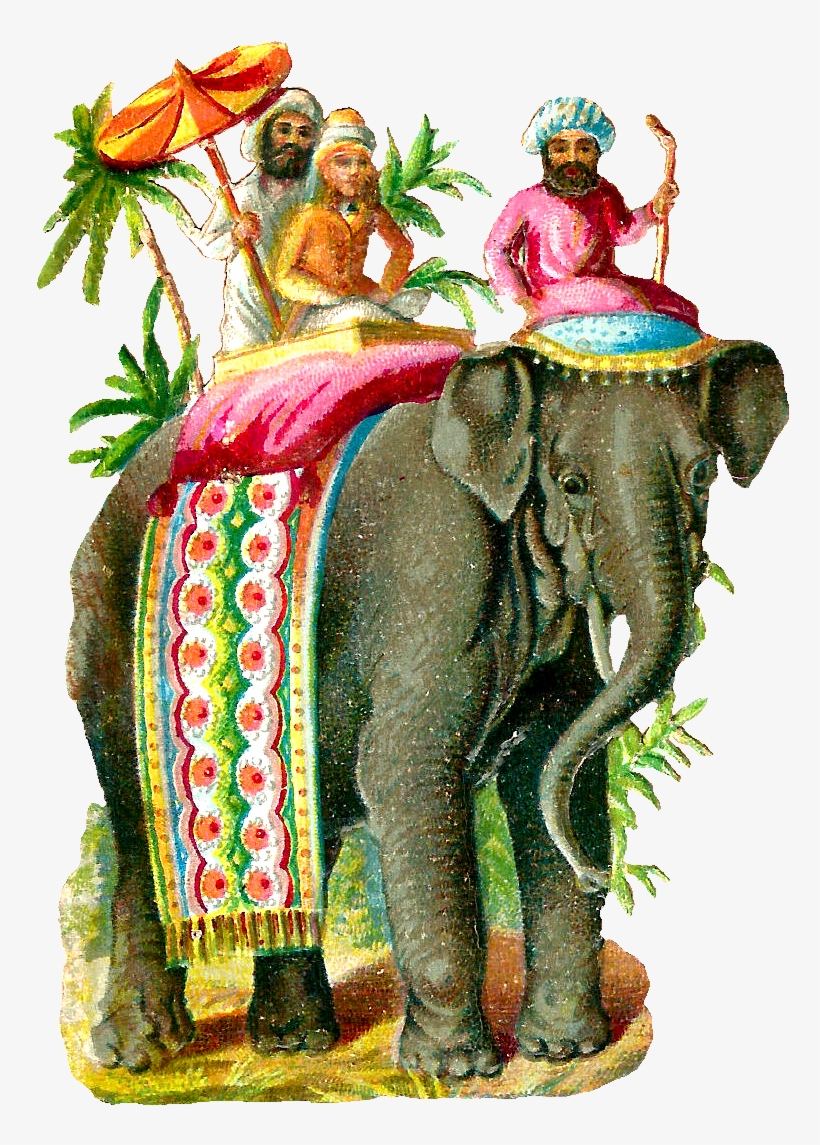Asian Elephant Clipart Elaphant - Antique Elephant Illustration, transparent png