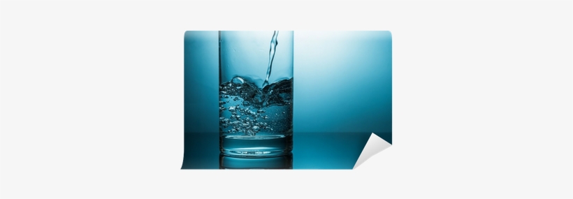 Closeup Of Pouring Water In Glass In Blue Light Wall - Graphic Design, transparent png