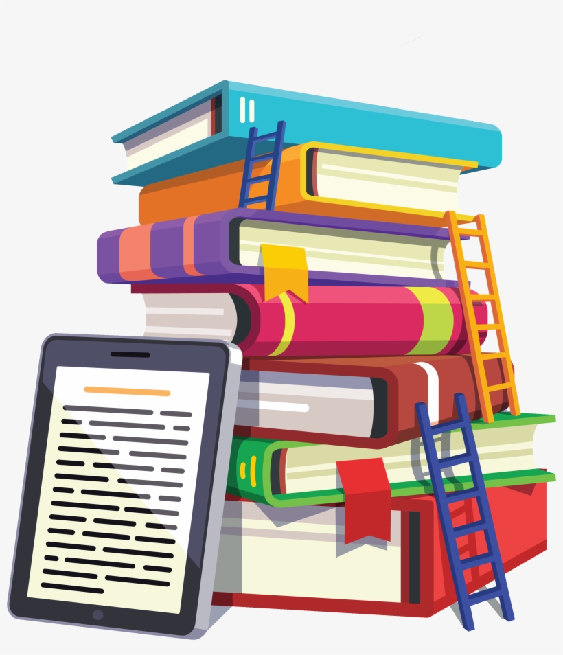 Icon Of A Stack Of Colorful Books With Ladders Leaning - School, transparent png