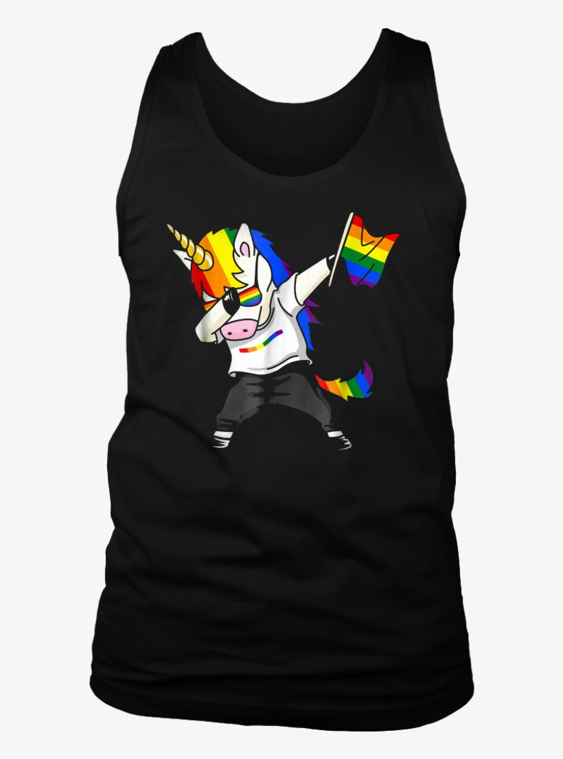 Unicorn Dabbing Lgbt Pride Flag Gay Lesbian T-shirt - T-shirt, transparent png