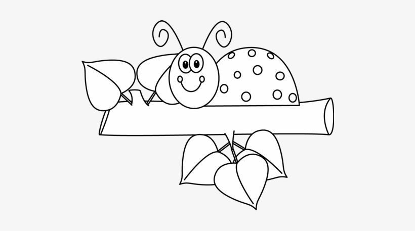 Black And White Ladybug On A Branch - Clipart Ladybugs In Flowers Black