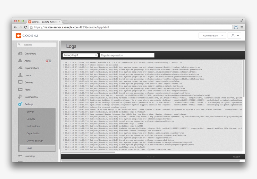 Administration Console Logs View - Logfile, transparent png