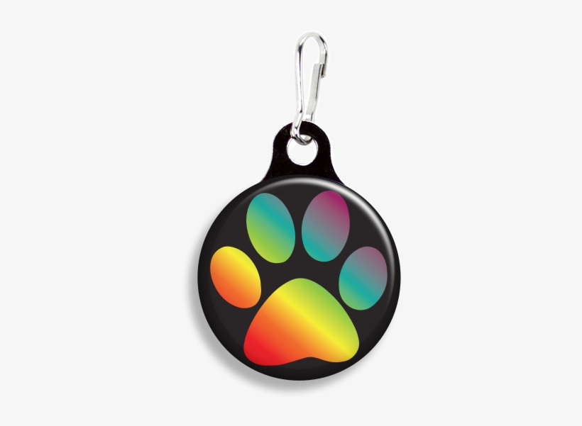 Rainbow Paw Print - Promotional Zoogee 1-1/8 Round Metal Zipper Pull Tag, transparent png