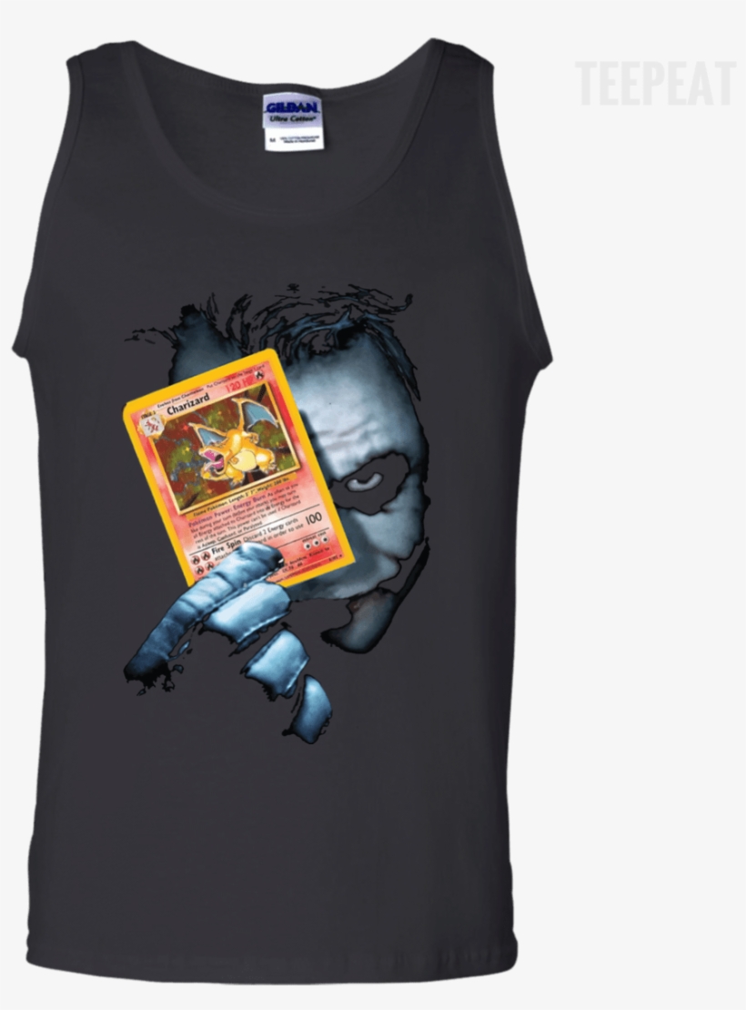 Joker Poke Card Tee Apparel Teepeat - Joker Holding A Charizard Card, transparent png