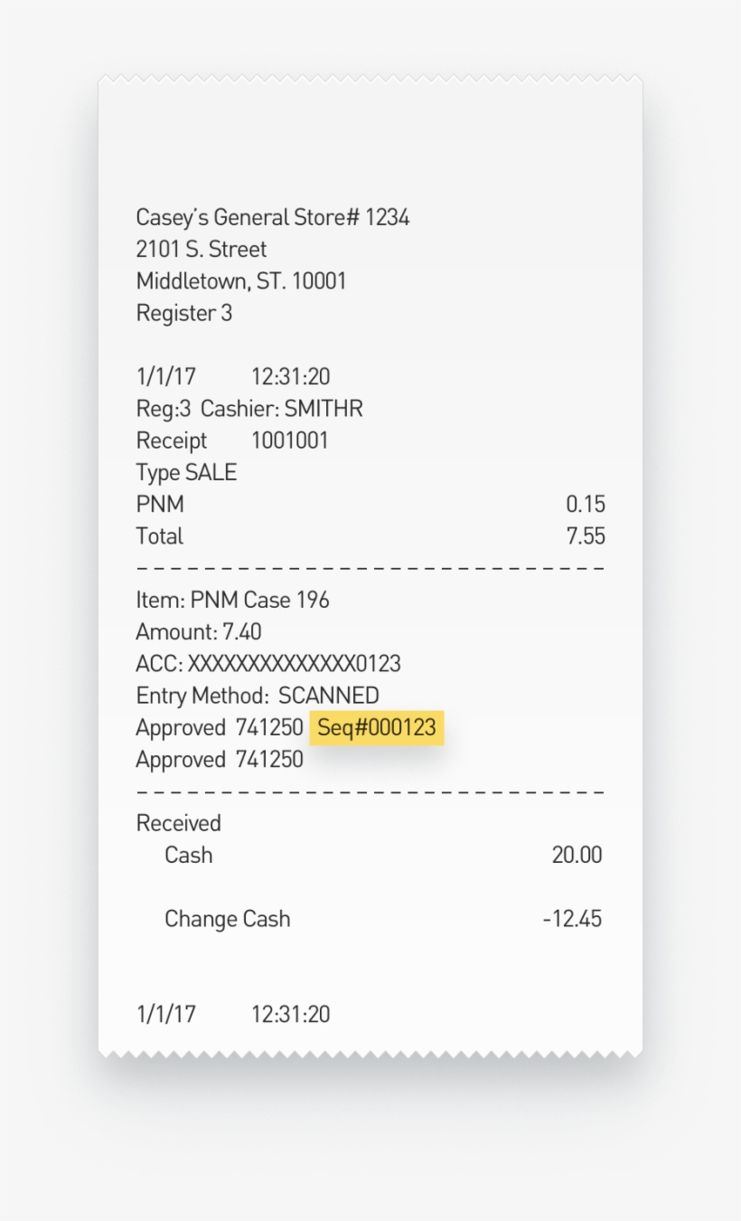 Casey's General Store Receipt, transparent png