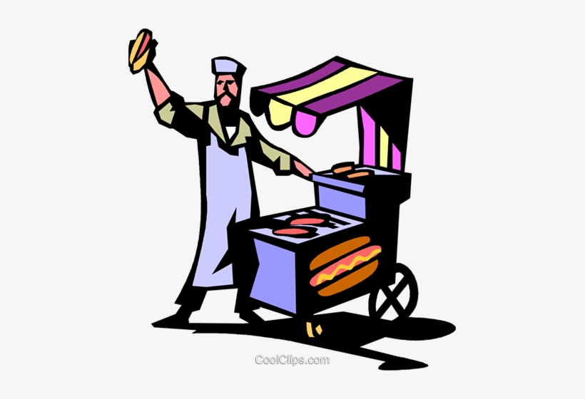 Hotdog Vendor Royalty Free Vector Clip Art Illustration - Selling Hot Dogs, transparent png