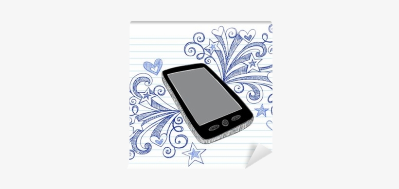 Cell Phone Mobile Pda Sketchy Doodles Vector Wall Mural - Vector De Celulares, transparent png