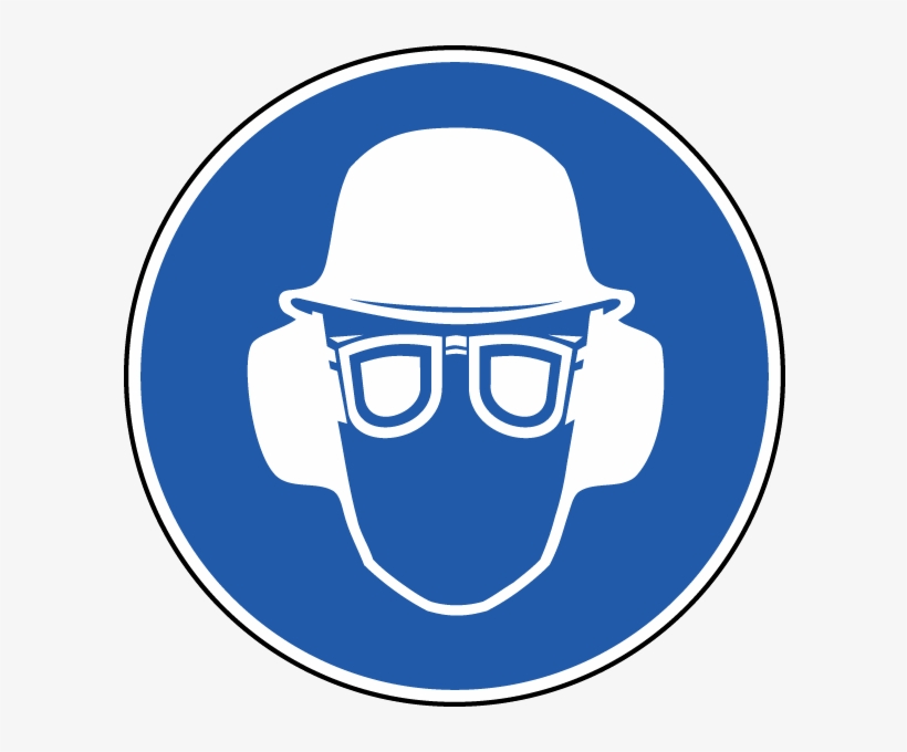 Wear Hard Hat, Eye & Ear Protection Label - Gehoorbescherming Verplicht, transparent png
