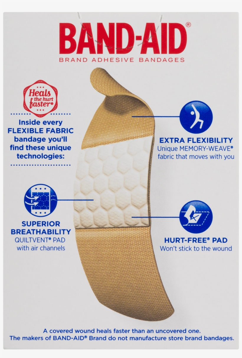Johnson & Johnson Band-aid Flexible Fabric Adhesive - Band-aid Flexible Fabric Bandages, Quiltvent, Assorted, transparent png