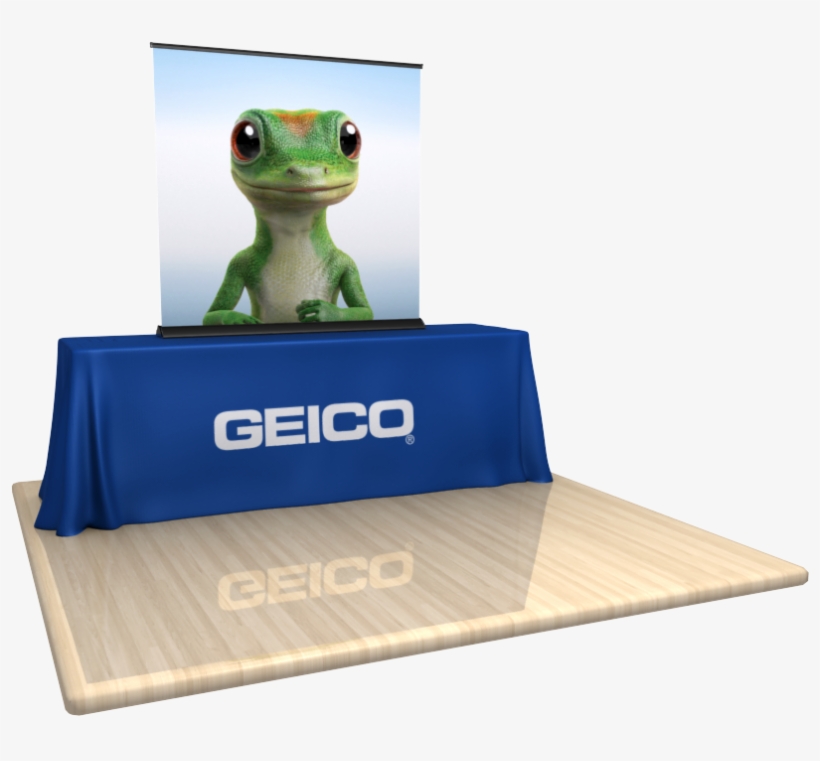 Table With Retractable Banner Beside, transparent png