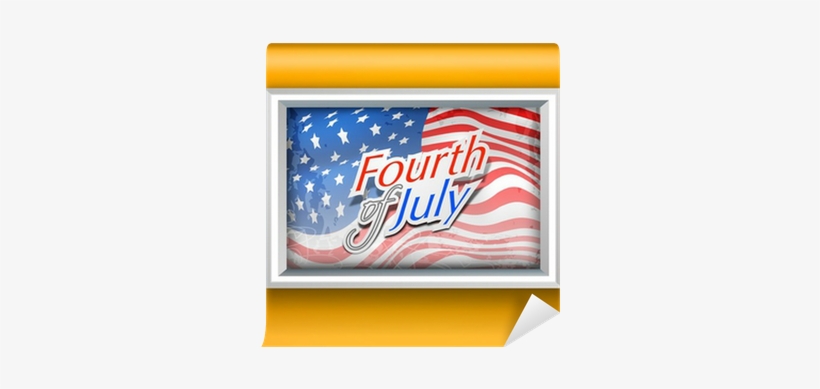 American Independence Frame On Yellow Wall With Waving - Welle Julis Vierter Grußkarte, transparent png