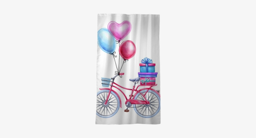 Watercolor Illustration, Bicycle, Balloons, Gift Boxes, - Heart, transparent png
