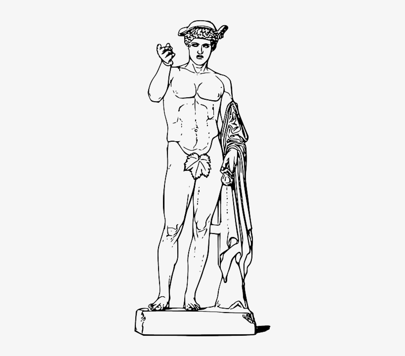 Roman, Line, Art, Statue, Greek, Hermes - Roman Statue Line Drawing, transparent png