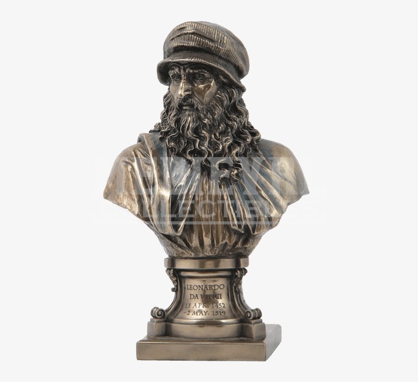 Leonardo Da Vinci Bust - Bronze Finish Leonardo Da Vinci Bust Statue Renaissance, transparent png