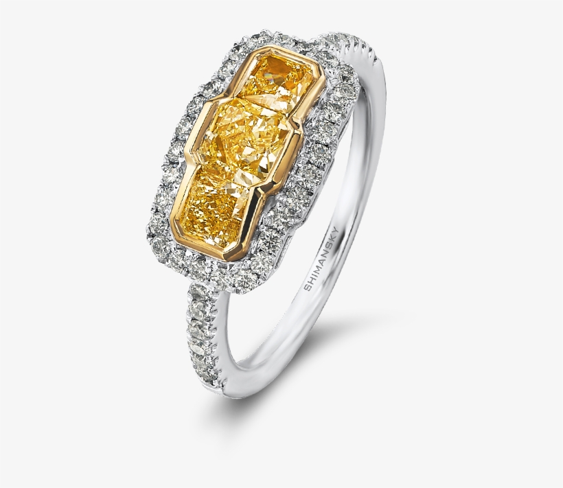 20 Three Stone My Girl Yellow Diamond Ring - Engagement Ring, transparent png