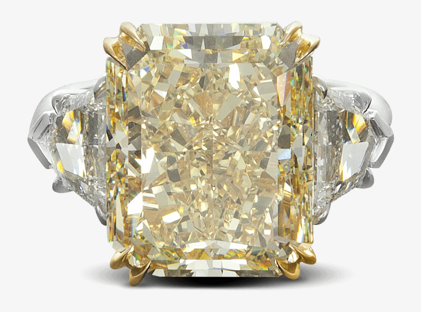 Ring Trio Yellow Diamond Three Stone Platinum Gold - Gold, transparent png