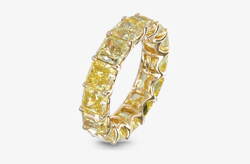 Yellow Diamond Eternity Band - Yellow Cushion Diamond Eternity Band, transparent png