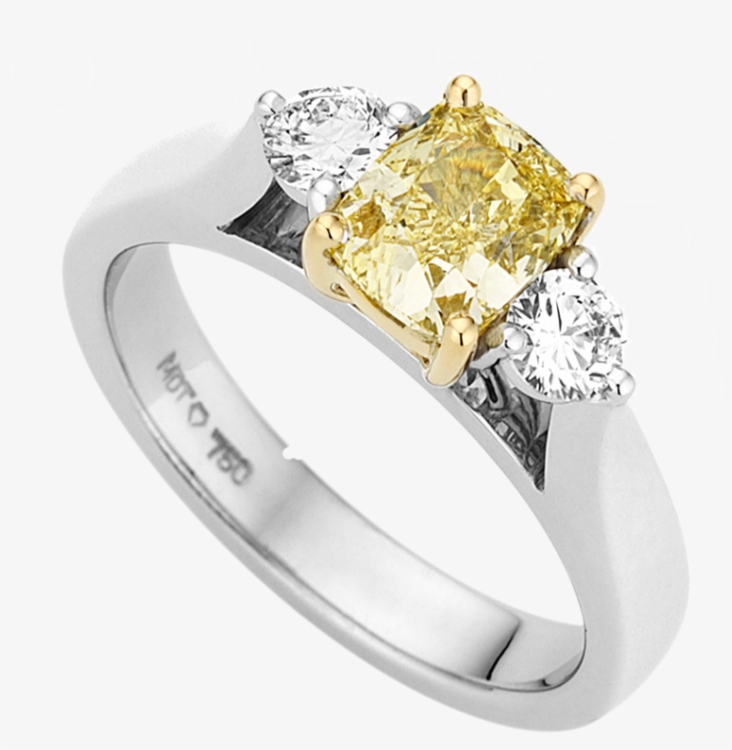 Australian Fancy Intense Yellow Cushion Cut Diamond - Yellow Diamond Rings Australia, transparent png