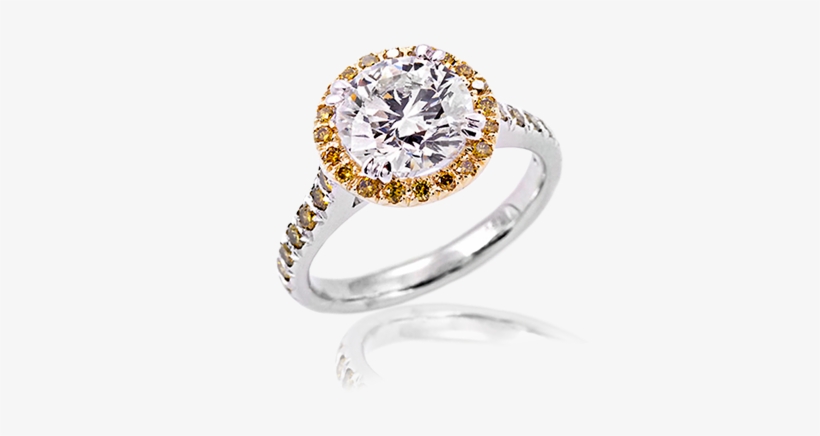 Yellow Halo Ladies Diamond Ring - Ring, transparent png