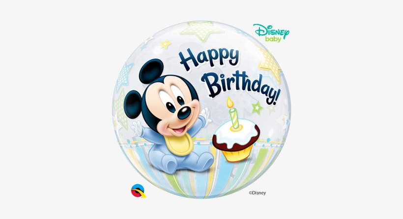 22" Disney Bubble Mickey Mouse 1st Birthday - Baby Mickey Mouse 1st Birthday Balloons, transparent png