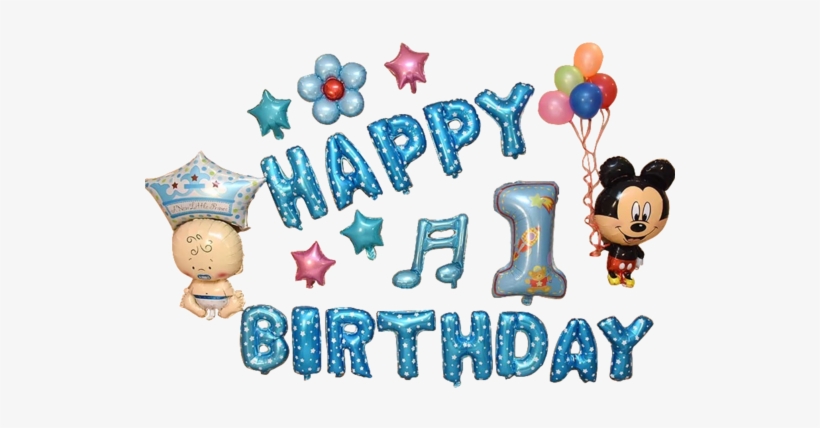 Happy Birthday Mickey Mouse & Baby Balloon Set - Mickey Mouse Happy Birthday Transparent, transparent png