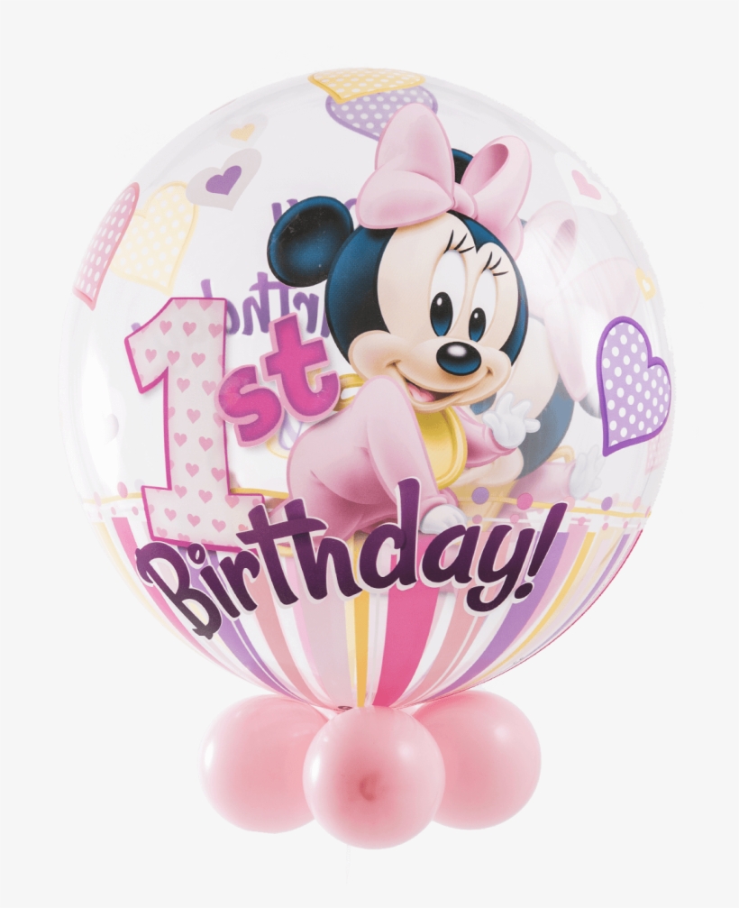 Disney Minnie Mouse 1st Birthday Bubble Balloon - 22" Minnie Mouse 1st Birthday Bubble Balloons - Mylar, transparent png