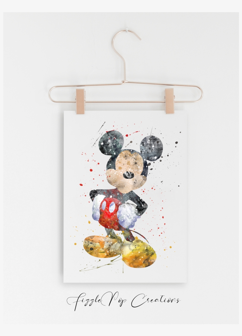 Mickey Mouse Watercolor Print - Mickey And Minnie Watercolor, transparent png