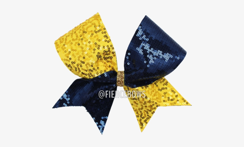 Gold And Navy Sequin Cheer Bow - Gold And Navy Cheer Bow Transparent, transparent png