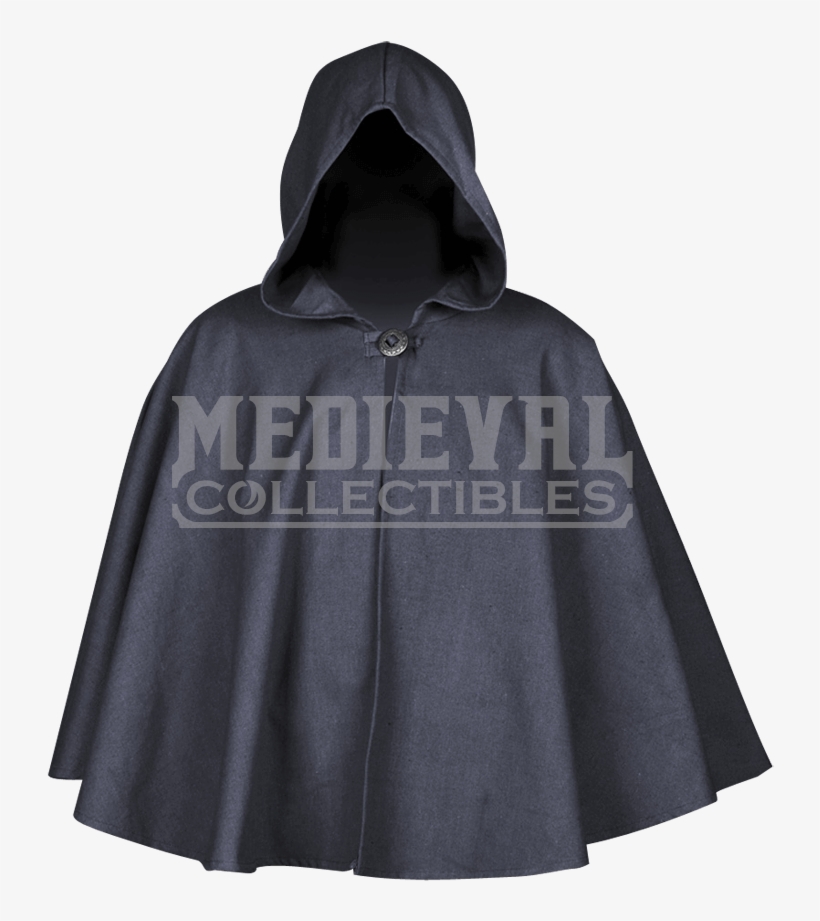 Short Black Cape With Hood, transparent png
