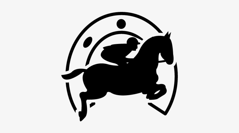 Jumping Horse With Jockey In Front Of A Horseshoe Vector - Horse Race Icon Png, transparent png