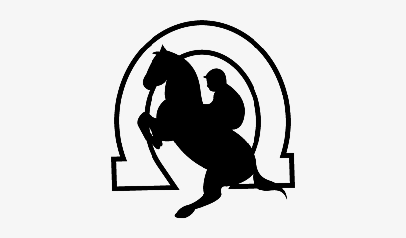 Jumping Horse With Jockey In A Horseshoe Vector - Caballo Jinete Y Herradura, transparent png
