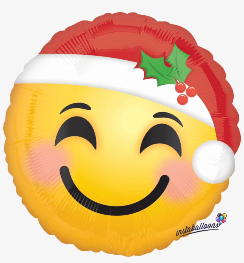Santa Hat 18" Round Emoji Emoticon Balloon - Emoji Santa Hat 17" Balloon (each), transparent png