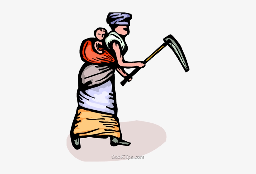 Woman Walking With Baby On Her Back - Women Walking With Baby Png, transparent png