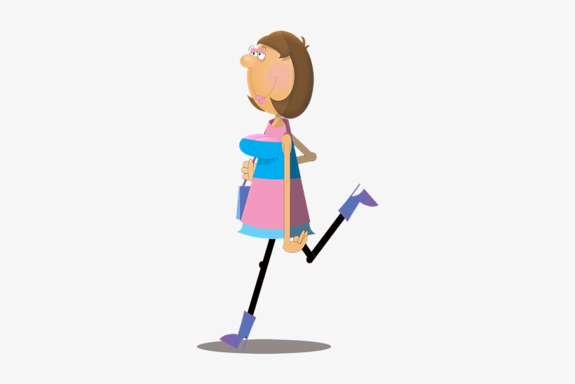 Woman, Female, Cartoon, Character, Walking, Shopping - เดิน การ์ตูน Png, transparent png